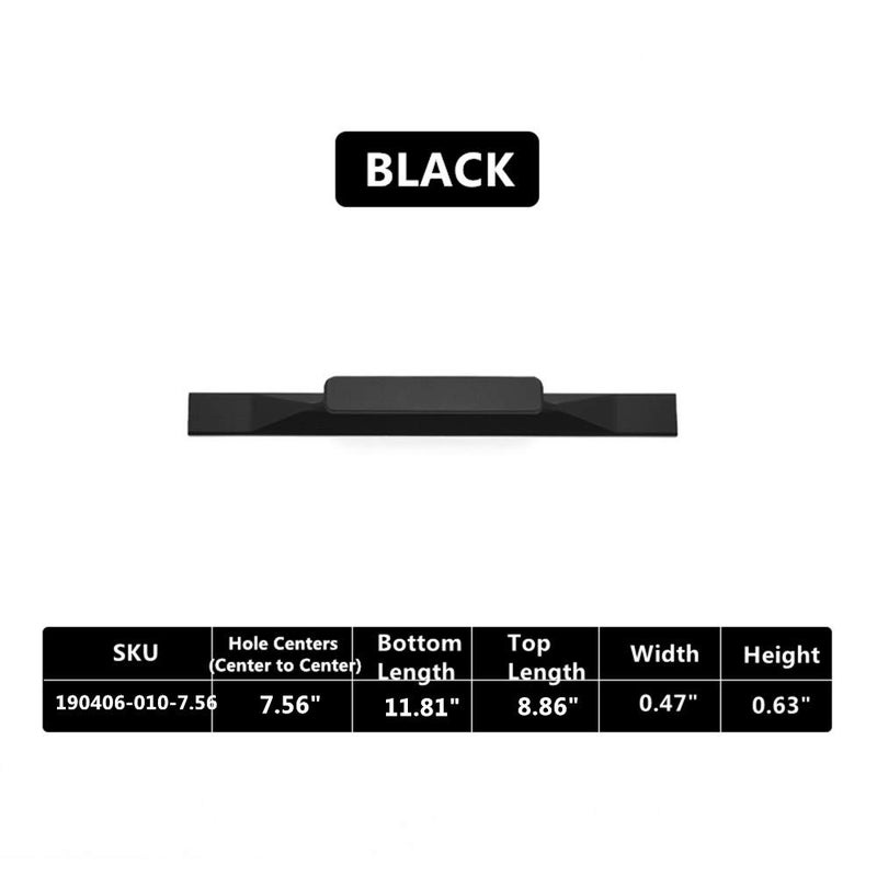 Shozafia Kitchen Cabinet Pulls - Black Cabinet Handles - 5 Pack Long Cabinet Hardware for Drawers Dresser Furniture Pulls (7.56 inches Hole Center -11.81 inches Length) - Image 4